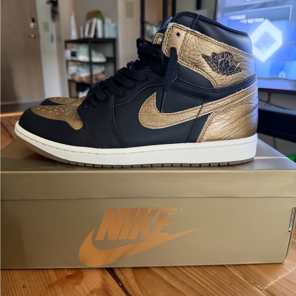 Nike Black and Metallic Gold High-Tops